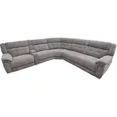 Richland 6 Piece Power Reclining & Headrest Sectional Sofa in Bristol Grey Fabric