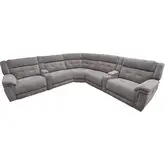 Richland 7 Piece Power Reclining & Headrest Sectional Sofa in Bristol Grey Fabric