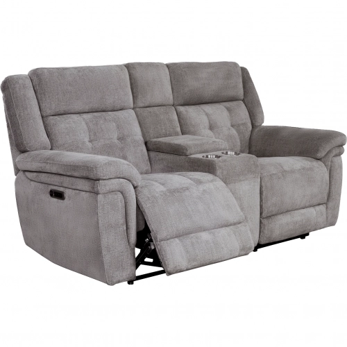 Richland Power Console Loveseat in Bristol Grey Fabric