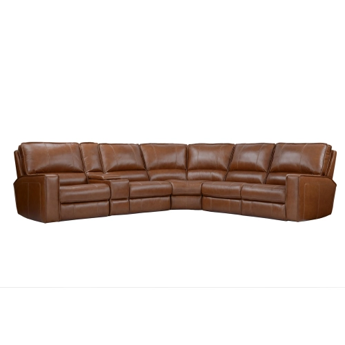 Rockford 6 Piece Power Reclining Sectional Sofa in Saddle Top Grain Leather