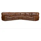 Rockford 7 Piece Modular Power Reclining Sectional Sofa in Saddle Brown Top Grain Leather