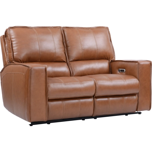 Rockford Power Reclining Loveseat in Saddle Brown Top Grain Leather