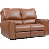 Rockford Power Reclining Loveseat in Saddle Brown Top Grain Leather