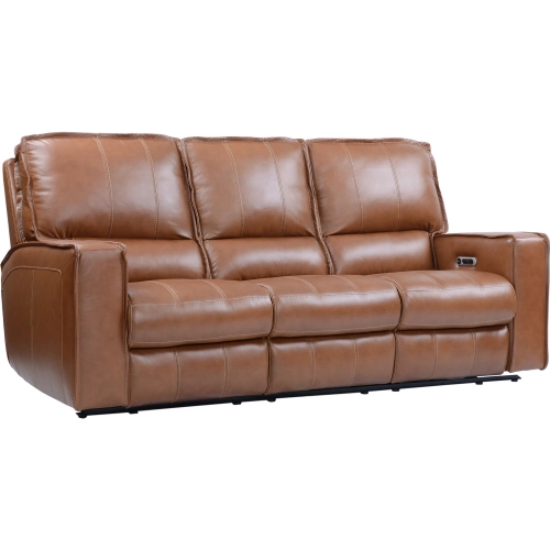 Rockford Power Reclining Sofa in Saddle Brown Top Grain Leather