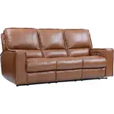 Rockford Power Reclining Sofa in Saddle Brown Top Grain Leather