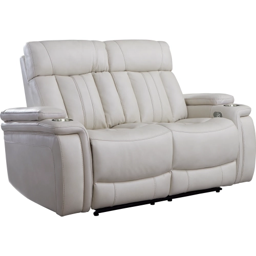Royce Power Reclining Loveseat in Ivory Leatherette