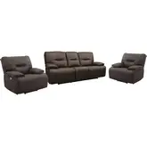 Spartacus Power Reclining Sofa & Two Recliners Set in Chocolate Brown Leatherette