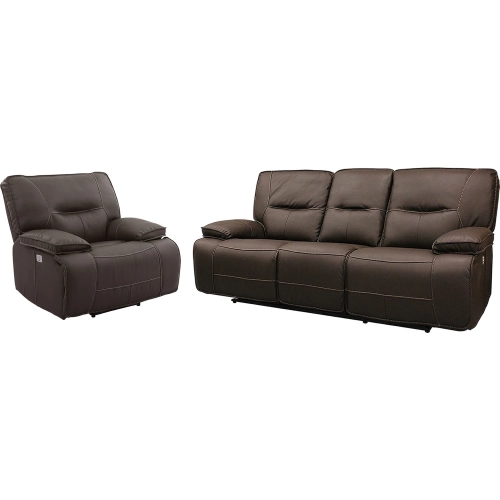 Spartacus Power Reclining Sofa & Recliner Set in Chocolate Brown Leatherette