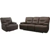 Spartacus Power Reclining Sofa & Recliner Set in Chocolate Brown Leatherette