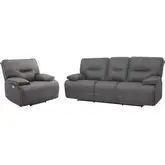 Spartacus Power Reclining Sofa & Recliner Set in Haze Grey Leatherette