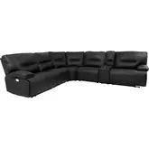 Spartacus 6 Piece Power Reclining Sectional Sofa in Black Leatherette