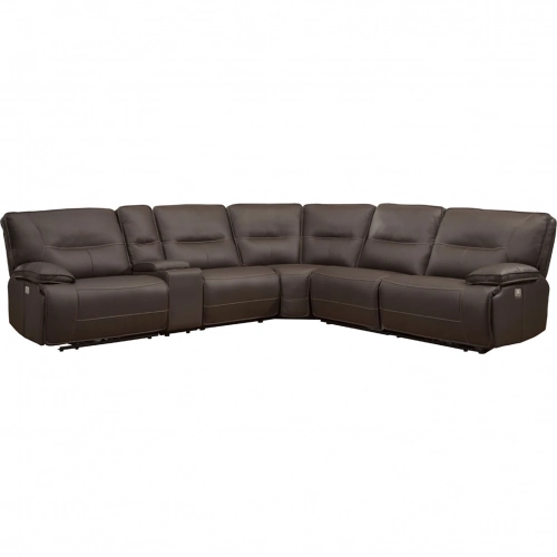 Spartacus 6 Piece Power Reclining Sectional Sofa in Chocolate Brown Leatherette