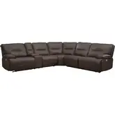 Spartacus 6 Piece Power Reclining Sectional Sofa in Chocolate Brown Leatherette