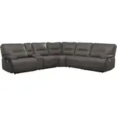 Spartacus 6 Piece Power Reclining Sectional Sofa in Haze Grey Leatherette