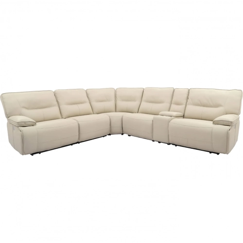 Spartacus 6 Piece Power Reclining Sectional Sofa in Oyster Leatherette