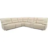 Spartacus 6 Piece Power Reclining Sectional Sofa in Oyster Leatherette