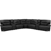 Spartacus 7 Piece Modular Power Reclining Sectional Sofa in Black Performance Fabric