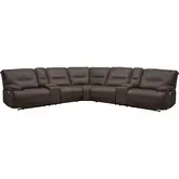 Spartacus 7 Piece Modular Power Reclining Sectional Sofa in Chocolate Brown Fabric