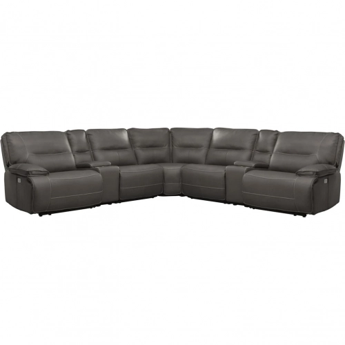 Spartacus 7 Piece Modular Power Reclining Sectional Sofa in Haze Grey Fabric