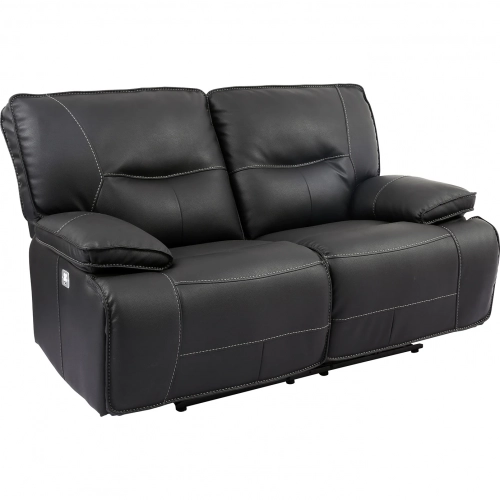 Spartacus Power Reclining Loveseat in Black Leatherette