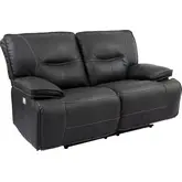 Spartacus Power Reclining Loveseat in Black Leatherette