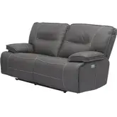 Spartacus Power Reclining Loveseat in Haze Grey Leatherette