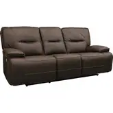 Spartacus Power Reclining Sofa in Chocolate Brown Leatherette