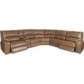 Swift 6 Piece Power Reclining Sectional Sofa in Bourbon Brown Top Grain Leather