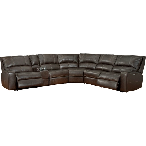 Swift 6 Piece Power Reclining Sectional Sofa in Twilight Top Grain Leather