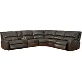 Swift 6 Piece Power Reclining Sectional Sofa in Twilight Top Grain Leather