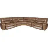 Swift 7 Piece Modular Power Reclining Sectional Sofa in in Brown Top Grain Leather
