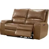 Swift Power Reclining Loveseat in Bourbon Brown Top Grain Leather