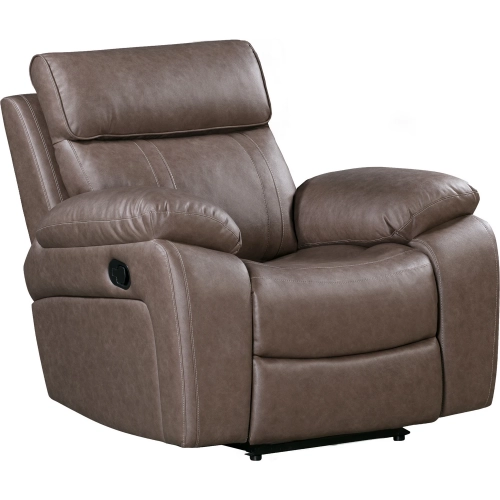Theon Manual Glider Recliner in Stokes Toffee Brown Leatherette