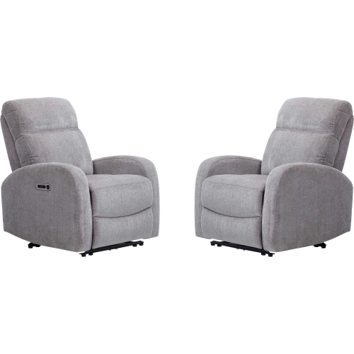 Tuscany Power Recliner in Whiskers Nature Grey Fabric (Set of 2)