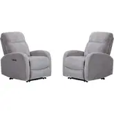 Tuscany Power Recliner in Whiskers Nature Grey Fabric (Set of 2)