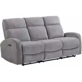 Tuscany Power Reclining Sofa in Whiskers Nature Grey Fabric