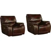 Vail Power Recliner with USB & Power Headrest in Sienna Brown Leather (Set of 2)