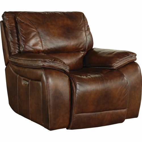 Vail Power Recliner with USB & Power Headrest in Sienna Brown Leather