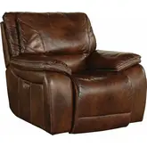 Vail Power Recliner with USB & Power Headrest in Sienna Brown Leather