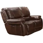 Vail Loveseat Dual Power Recliner with USB & Power Headrests in Burnt Sienna Leather