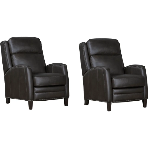 Vermont Manual Pushback Recliner in Slate Gray Top Grain Leather (Set of 2)