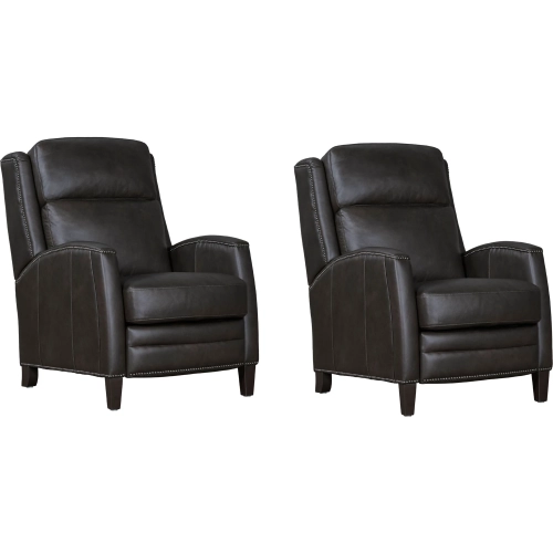 Vermont Power High Leg Recliner Power by FreeMotion in Slate Brown Top Grain Leather (Set of 2)