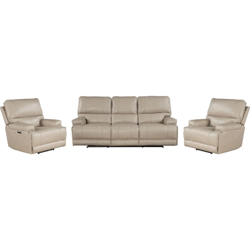 Whitman Power Cordless Reclining Sofa & Two Recliners Set in Coffee Brown Top Grain Leather