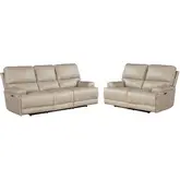 Whitman Power Cordless Reclining Sofa & Loveseat Set in Coffee Brown Top Grain Leather