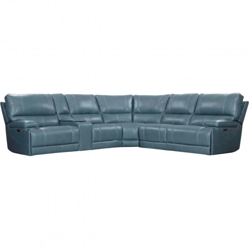 Whitman Verona 6 Piece Sectional Sofa in Azure Top Grain Leather
