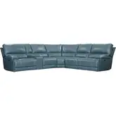 Whitman Verona 6 Piece Sectional Sofa in Azure Top Grain Leather