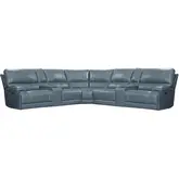 Whitman 7 Piece FreeMotion Power Cordless Reclining Sectional Sofa in Azure Leather