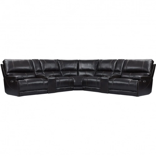 Whitman 7 Piece FreeMotion Power Cordless Reclining Sectional Sofa in Brown Leather