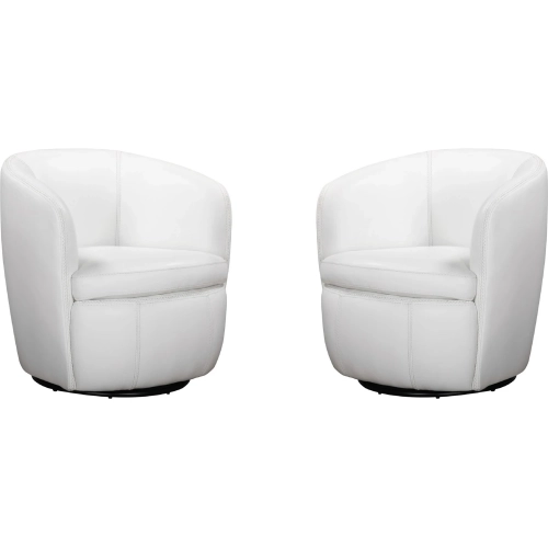 Barolo Swivel Club Chair in Snow White Italian Leather (Set of 2)