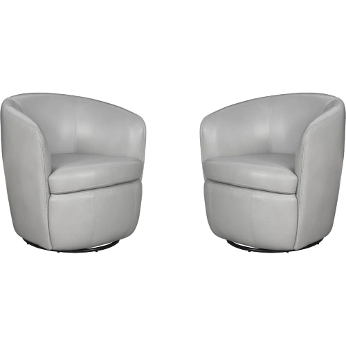 Barolo Swivel Club Chair in Steamboat Ice Grey Italian Leather (Set of 2)